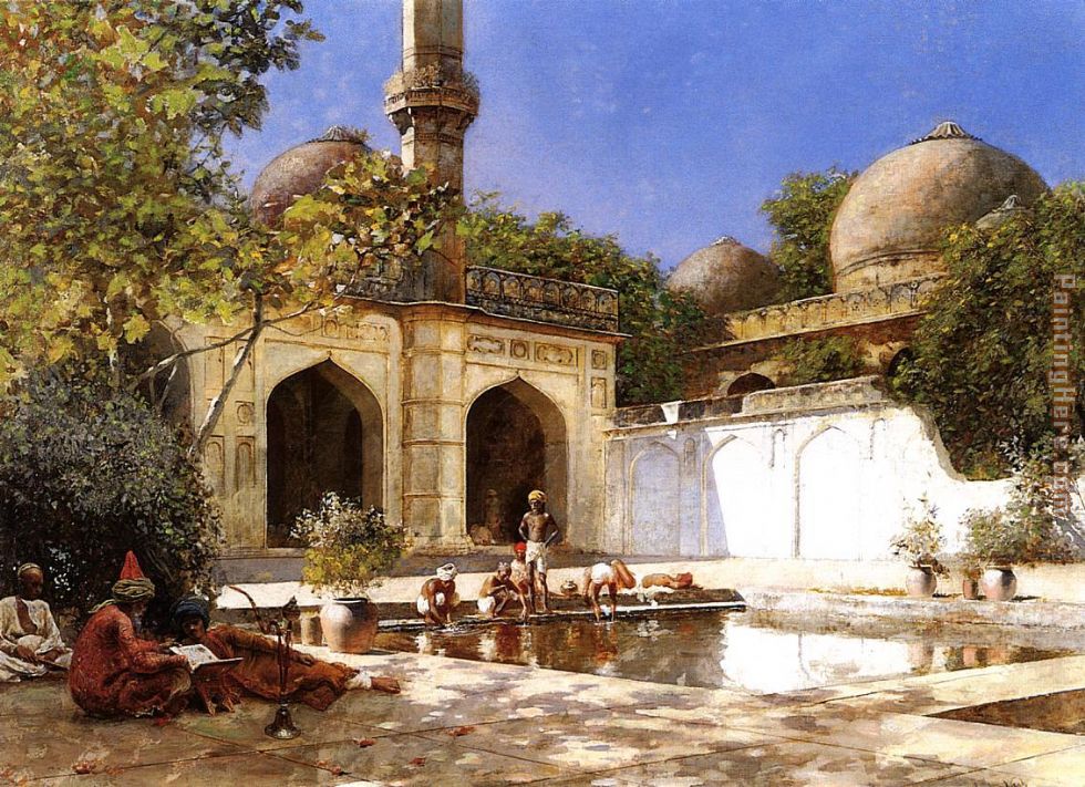 Figures in the Courtyard of a Mosque painting - Edwin Lord Weeks Figures in the Courtyard of a Mosque art painting